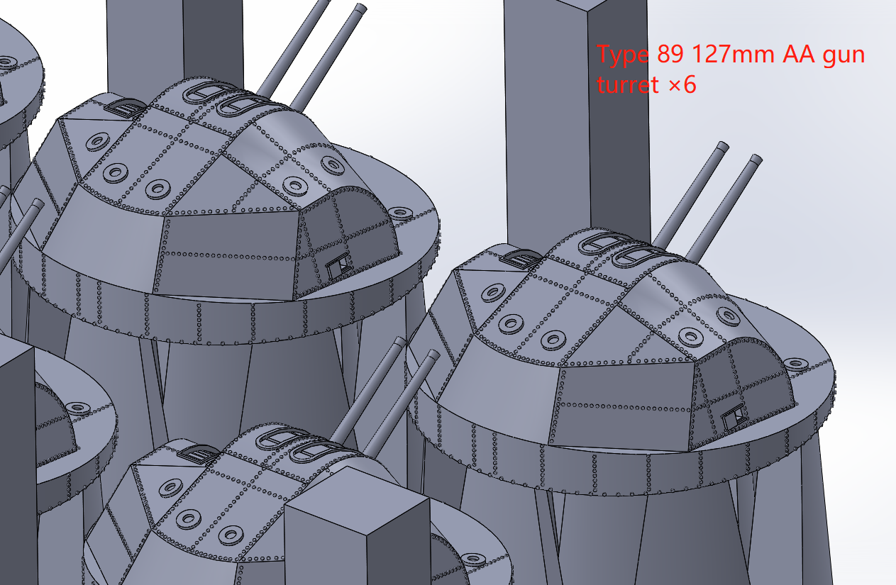 1:700, 1:350 IJN Type 89 AA gun, Type 89 127mm AA gun, Yamato turret, Kongo class turret. v2023