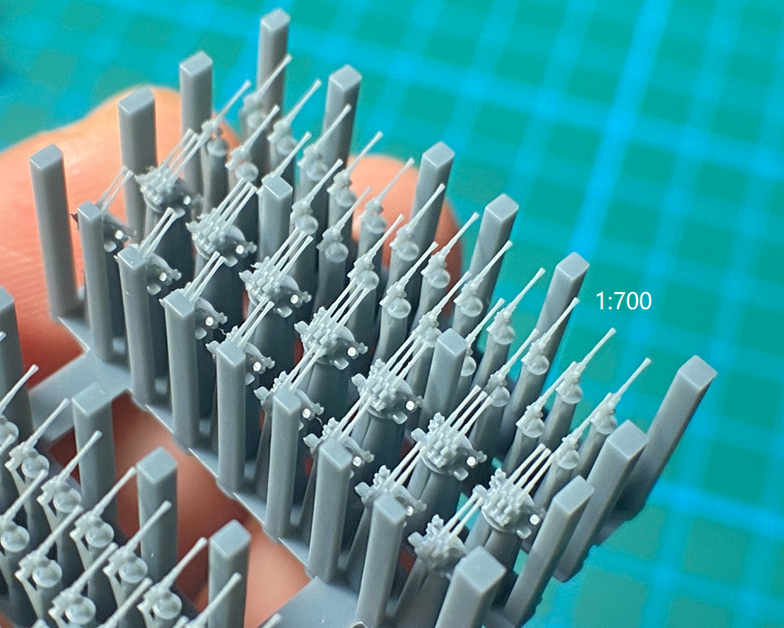 1:700, 1:350, IJN AA light gun set  25mm, v2024, Type 96 AA gun, Typ 96 Flak, with shield, without shield, turret type, Yamato, very detailed, sehr detailiert