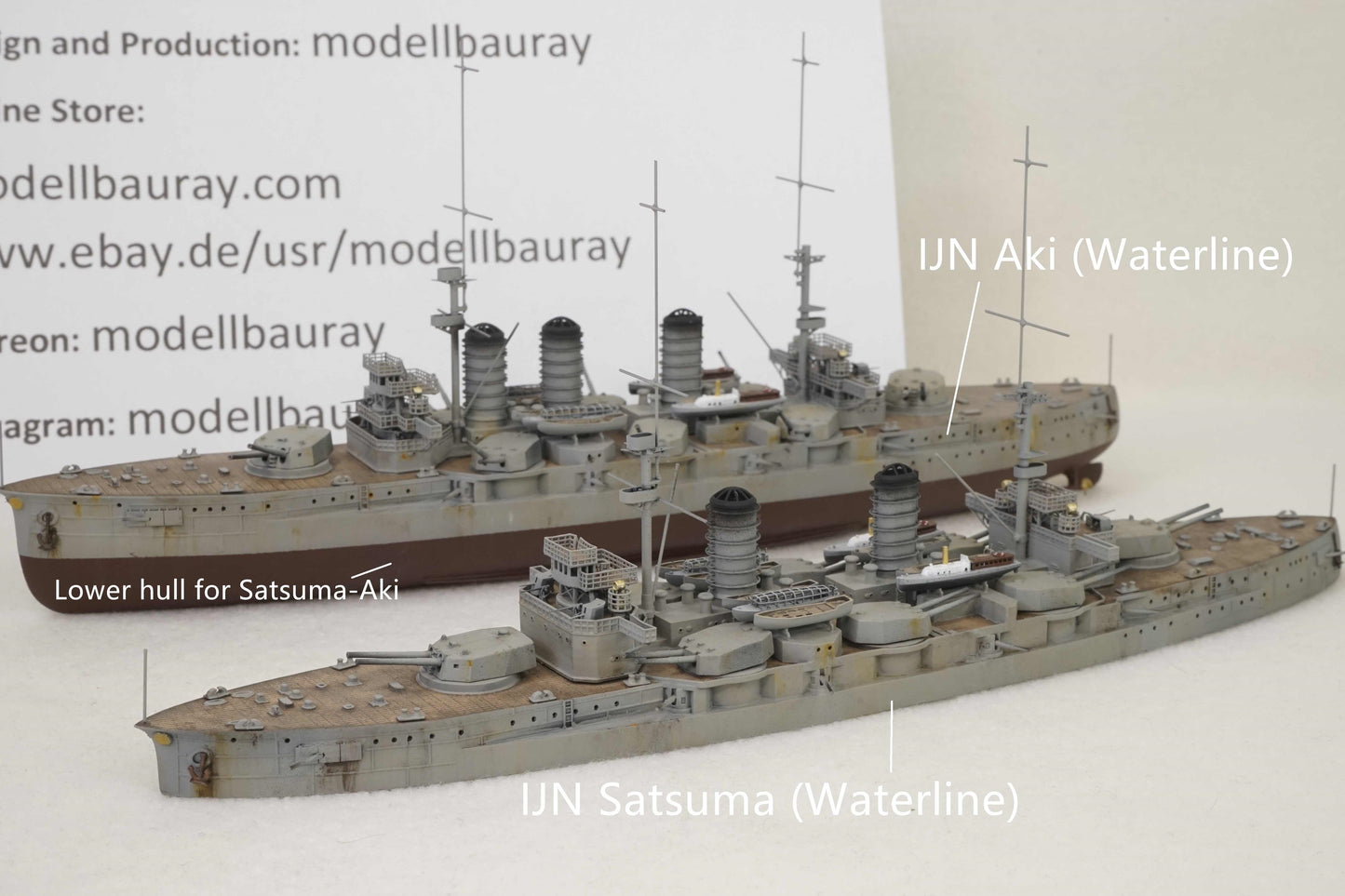 1:700 IJN Satsuma-Aki, pre-dreadnought battleship, resin, 3D printed kit, waterline, full hull