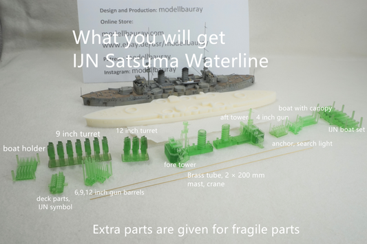 1:700 IJN Satsuma-Aki, pre-dreadnought battleship, resin, 3D printed kit, waterline, full hull