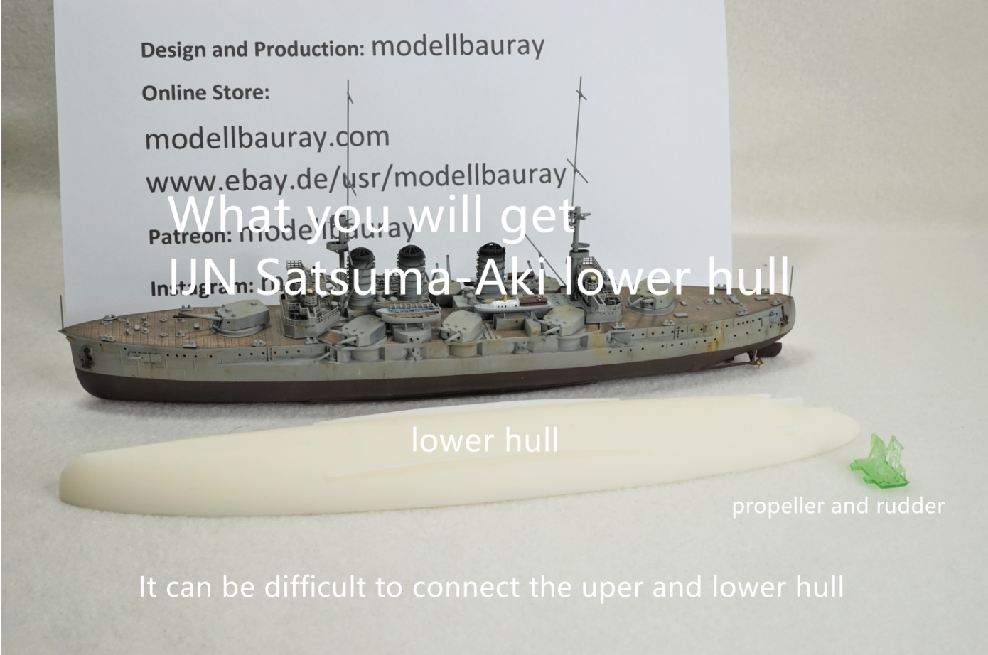 1:700 IJN Satsuma-Aki, pre-dreadnought battleship, resin, 3D printed kit, waterline, full hull