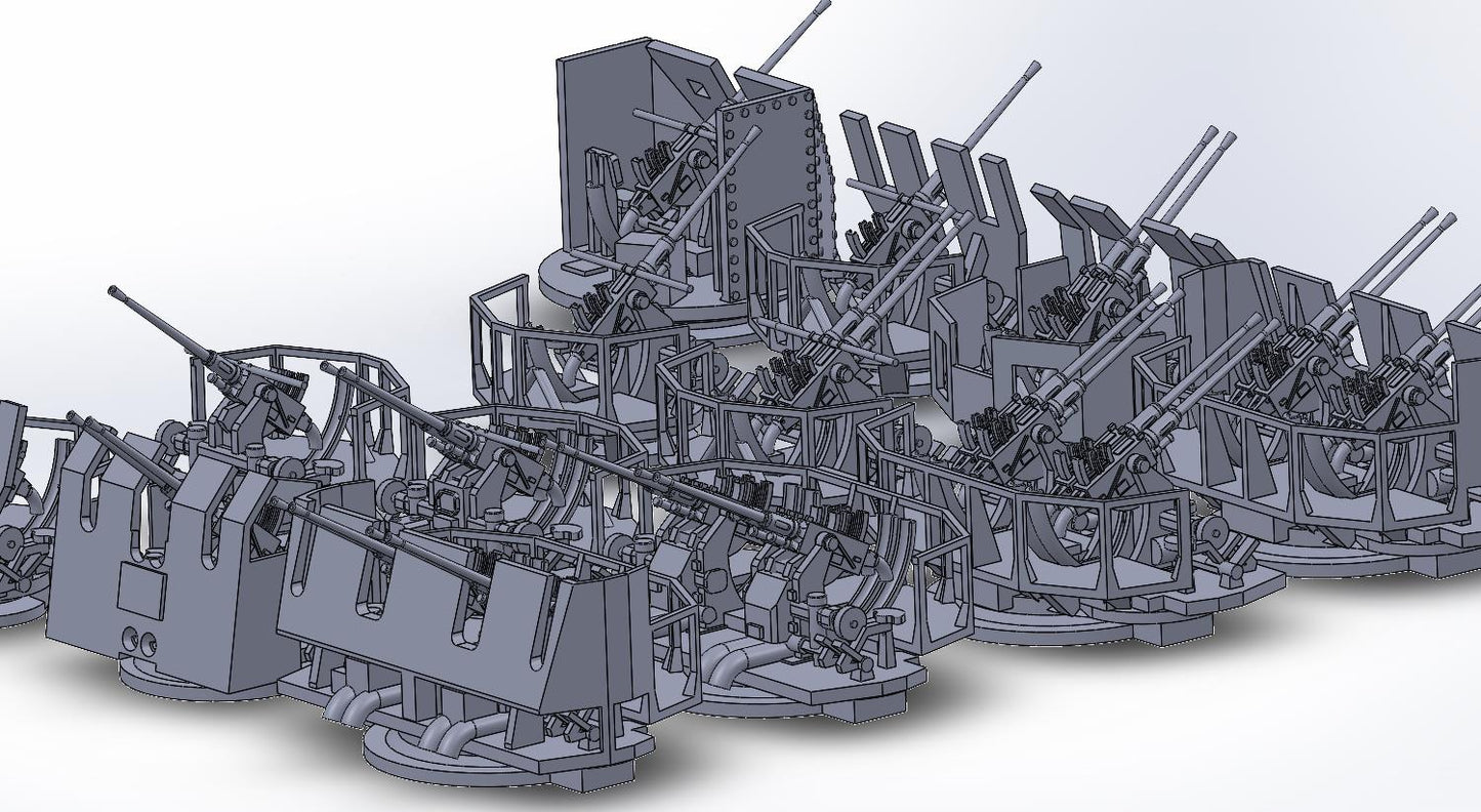 1:350 16×Bofors gun, Bofors quad mount, Bofors twin mount, singel mount, UK MK V, 70-K