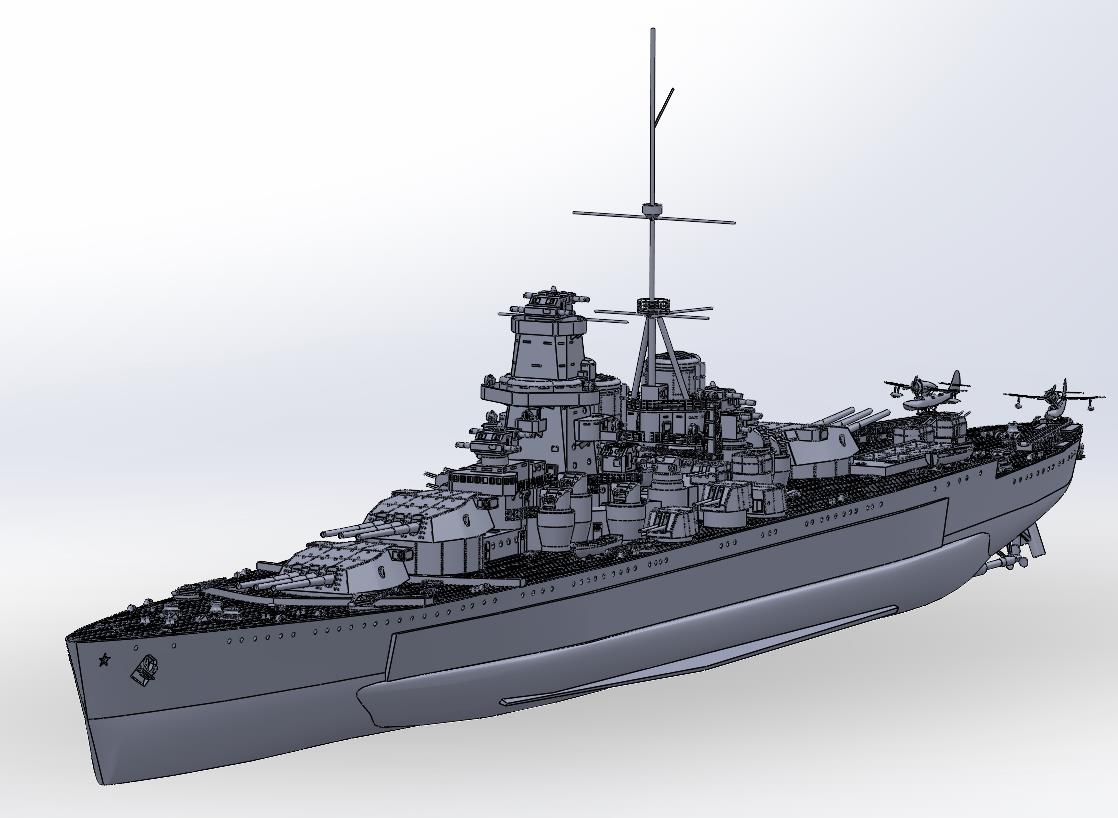 1:700 Project 23 battleship, Sovetsky Soyuz resin, 3D printed kit, Waterline, Full Hull