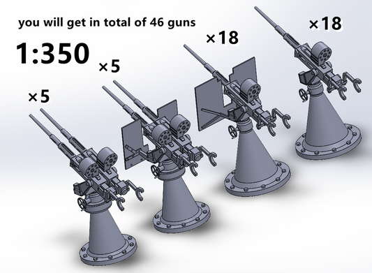1:700, 1:350 Oerlikon autocannon, Oerlikon gun Royal Navy MK V, 3D printed