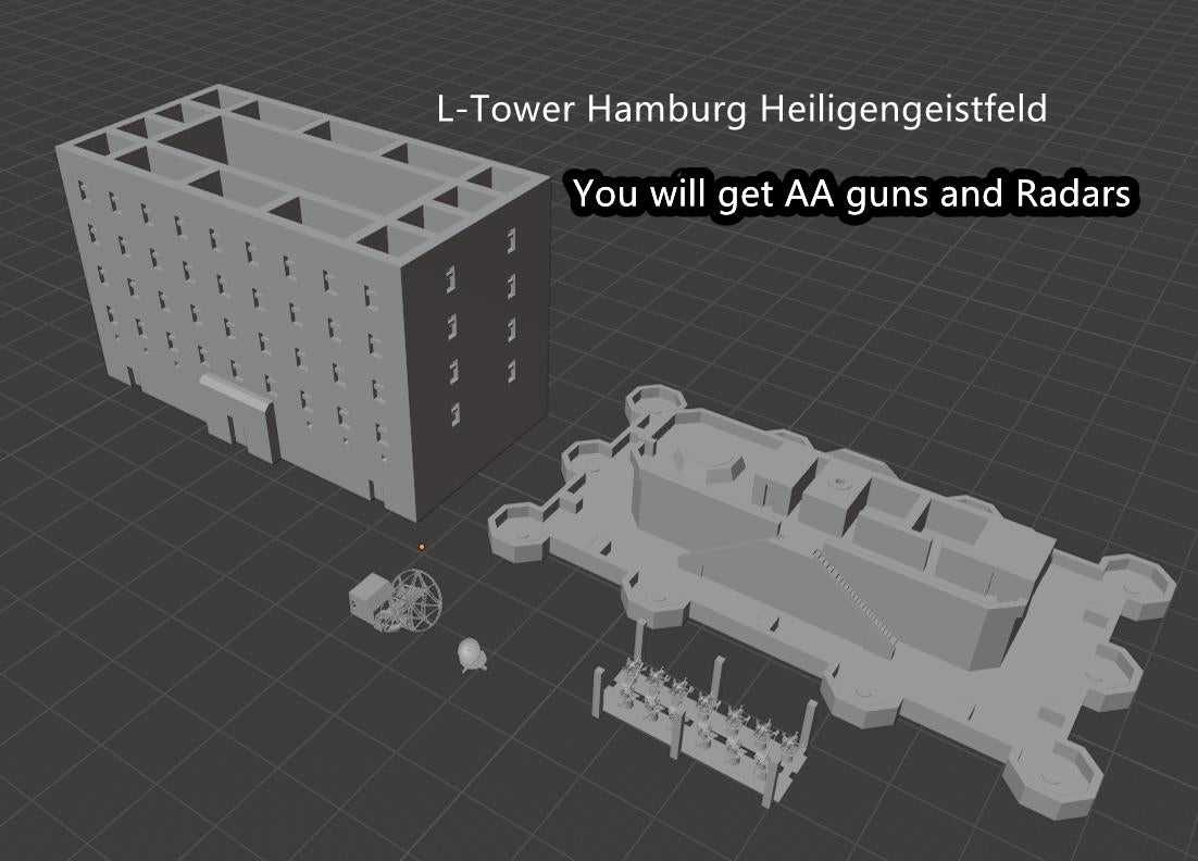 1:700 Flak Tower, Flakturm, G Tower, L Tower, Augarten, Hamburg