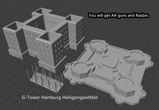 1:700 Flak Tower, Flakturm, G Tower, L Tower, Augarten, Hamburg