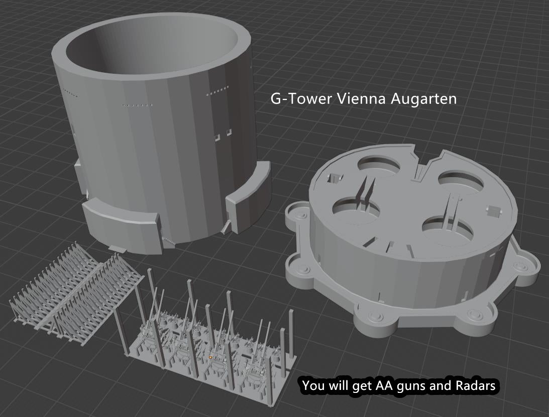 1:700 Flak Tower, Flakturm, G Tower, L Tower, Augarten, Hamburg