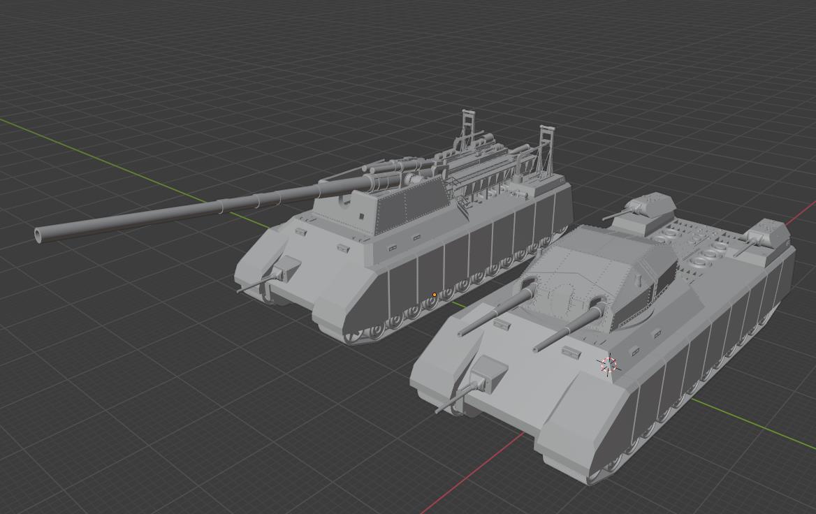 1:700 P1000 Ratte und P1500 landkreuzer, German super heavy tanks set