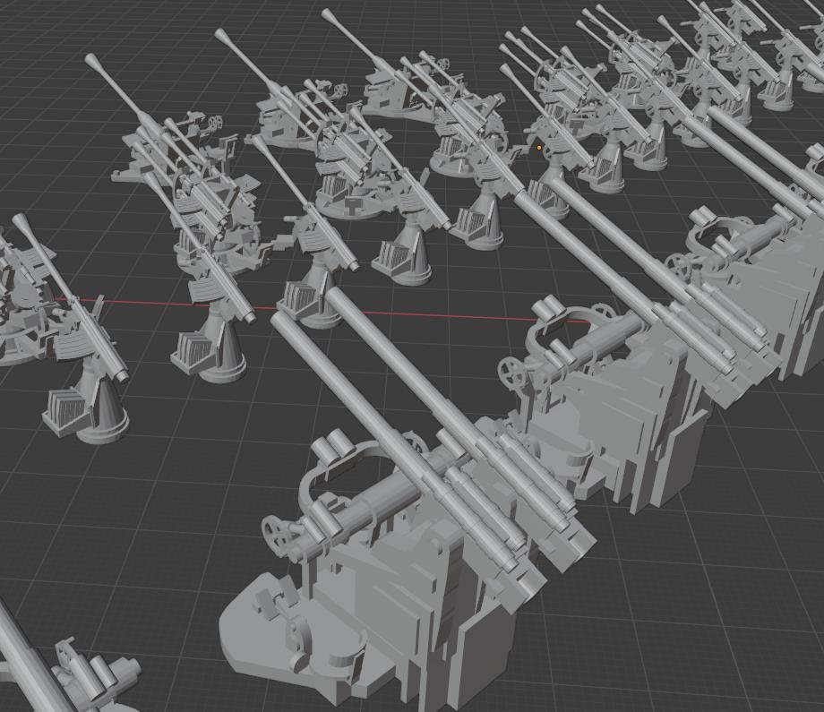 1:700, 1:350, 1:400, 1:200 German WII Navy AA gun kit. Deutschen Kriegsmarine Flak, 20mm, 37mm, v.2022