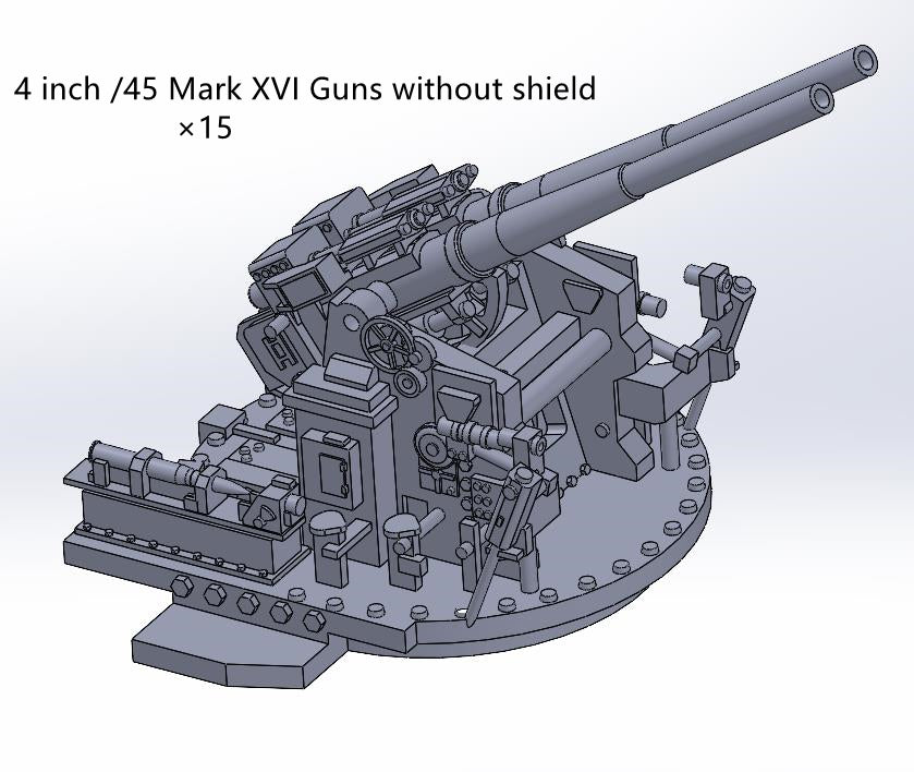 1:700, 1:350 Royal Navy, 4 inch /45 Mark XVI Guns, 102mm AA gun, v.2024