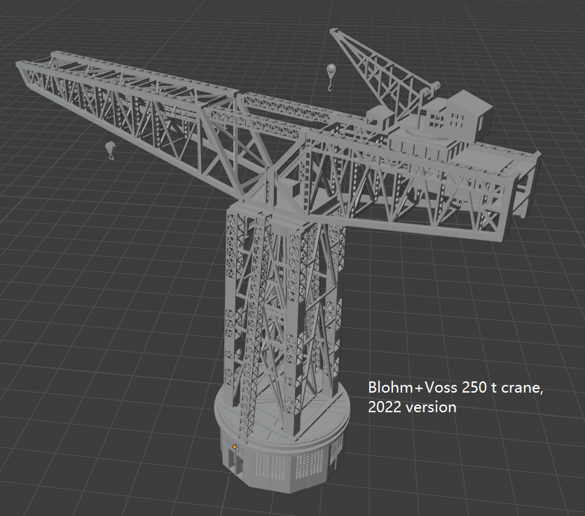 1:700 Hamburg Port and Shipyard, Hamburger Hafen und Werft. BV 250 t crane, warehouse, Blohm Voss