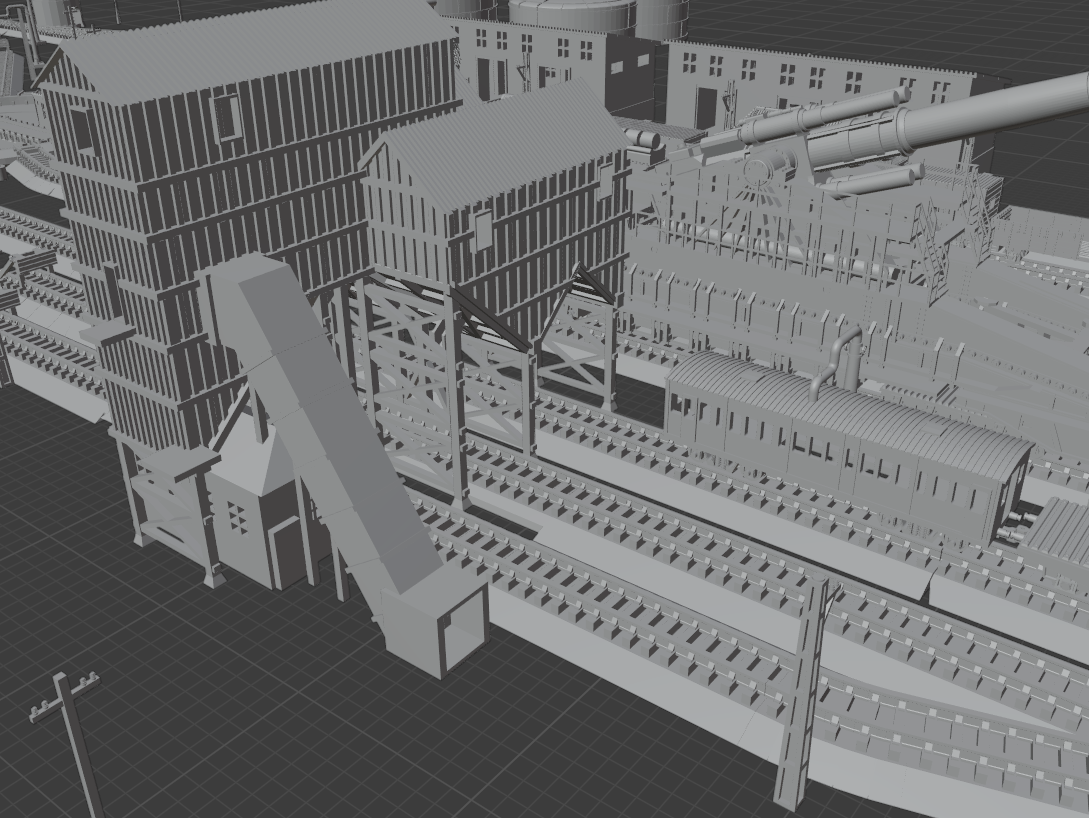 1:700 Train station diorama. Railway turntable, Schwerer Gustav Railway Gun, K5 railway gun, train, BR86, shipyard train