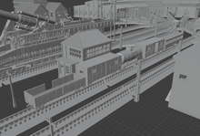 Load image into Gallery viewer, 1:700 Train station diorama. Railway turntable, Schwerer Gustav Railway Gun, K5 railway gun, train, BR86, shipyard train
