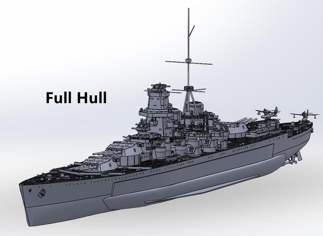 1:700 Project 23 battleship, Sovetsky Soyuz resin, 3D printed kit, Waterline, Full Hull