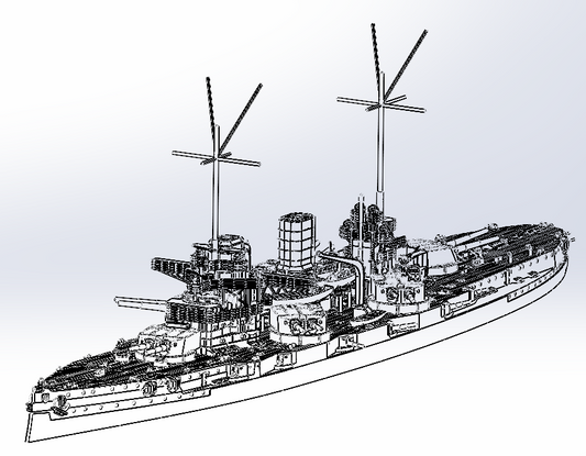 1:700 SMS Nassau, German battleship, WWI, resin, 3D printed kit, Waterline, Full Hull