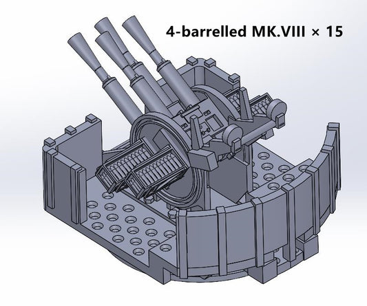 1:700, 1:350 Royal Navy, Pom Pom Gun kit, 15 guns, 8-barrelled, 4-barrelled, v.2022