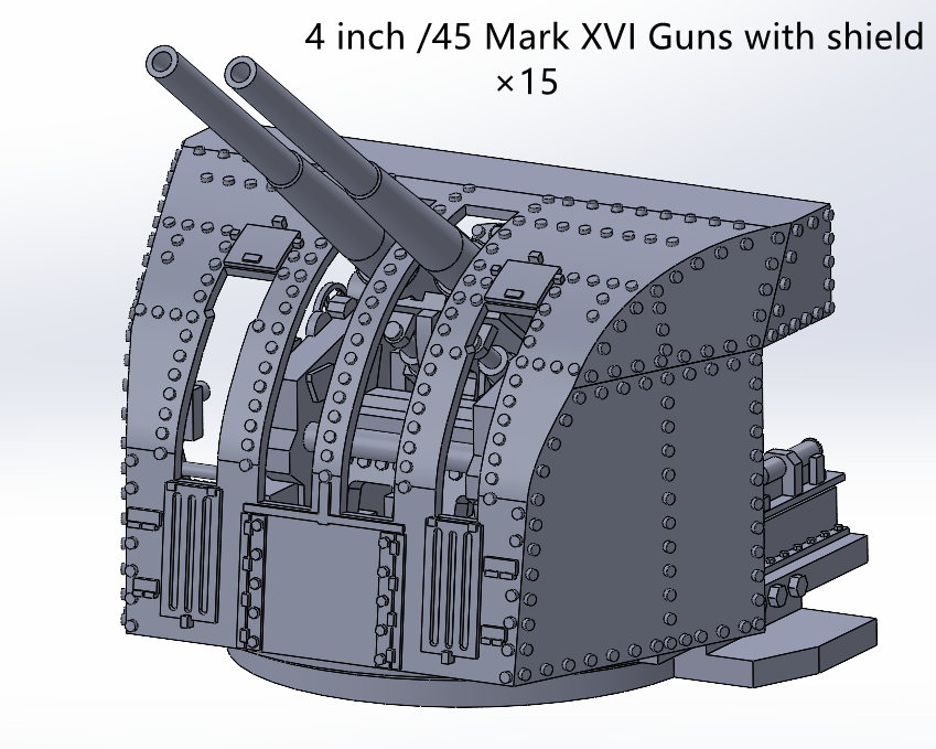 1:700, 1:350 Royal Navy, 4 inch /45 Mark XVI Guns, 102mm AA gun, v.2024