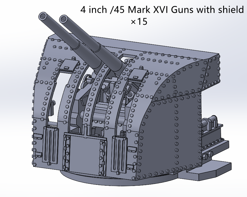 1:700, 1:350 Royal Navy, 4 inch /45 Mark XVI Guns, 102mm AA gun, v.2022