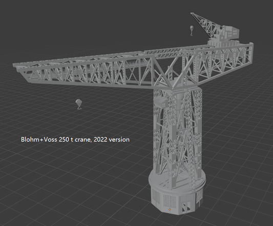 1:700 Hamburg Port and Shipyard, Hamburger Hafen und Werft. BV 250 t crane, warehouse, Blohm Voss