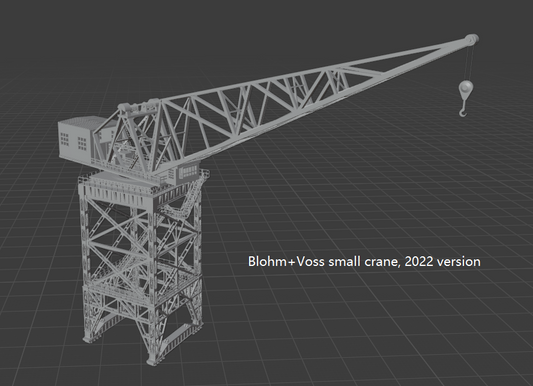 1:700 Hamburg Port and Shipyard, Hamburger Hafen und Werft. BV 250 t crane, warehouse, Blohm Voss